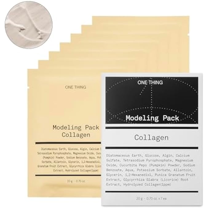 ONE THING COLLAGEN MODELING PACK 0.7 OZ * 7 MASKS | FACIAL POWDER PEEL OFF MASK FOR HYDRATING COOLING SOOTHING FIRMING SKIN, REFINE CLEAN PORES | KOREAN FACE MASK - Image 1
